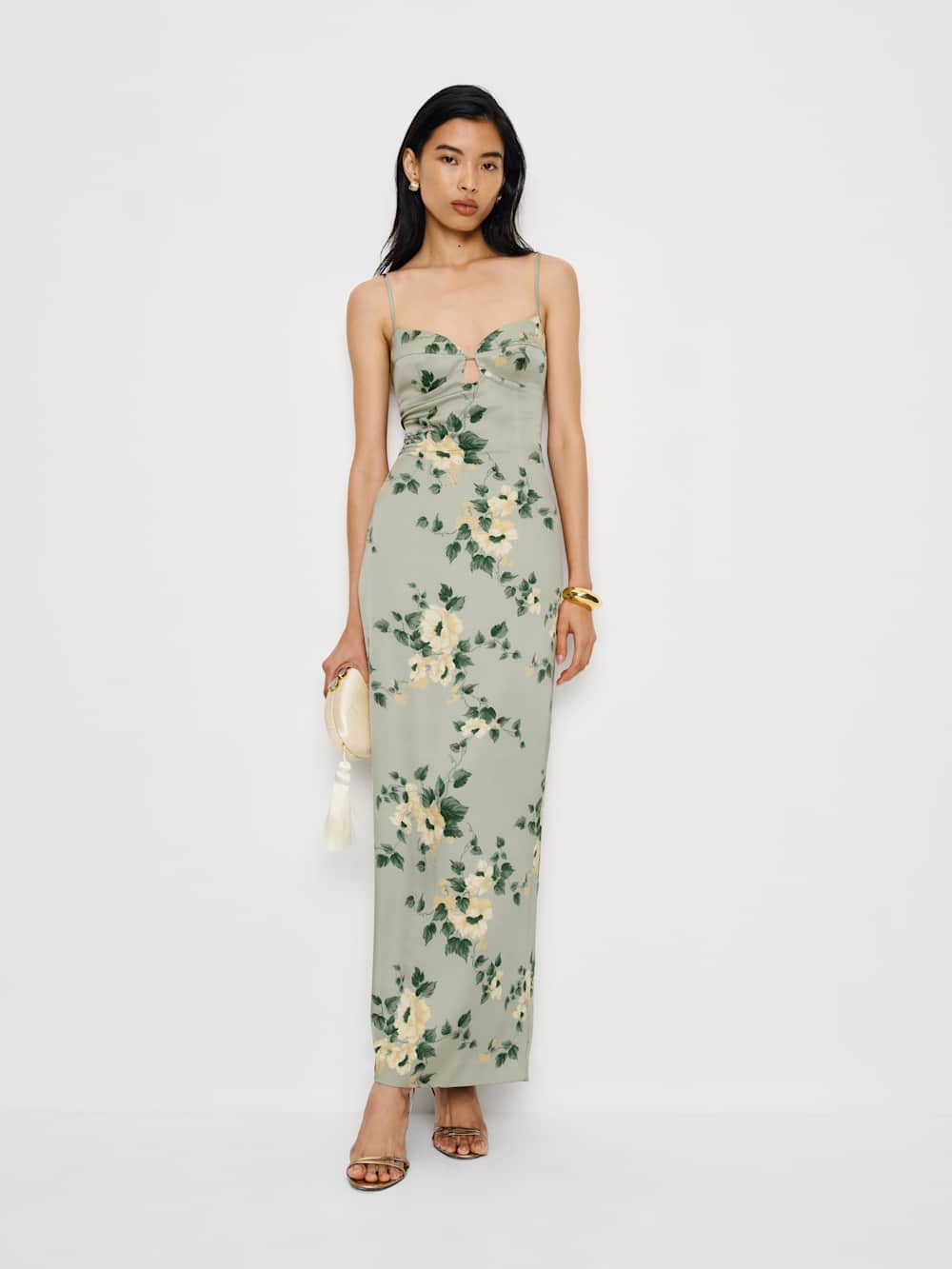 Sathia Satin Dress - Shade Garden