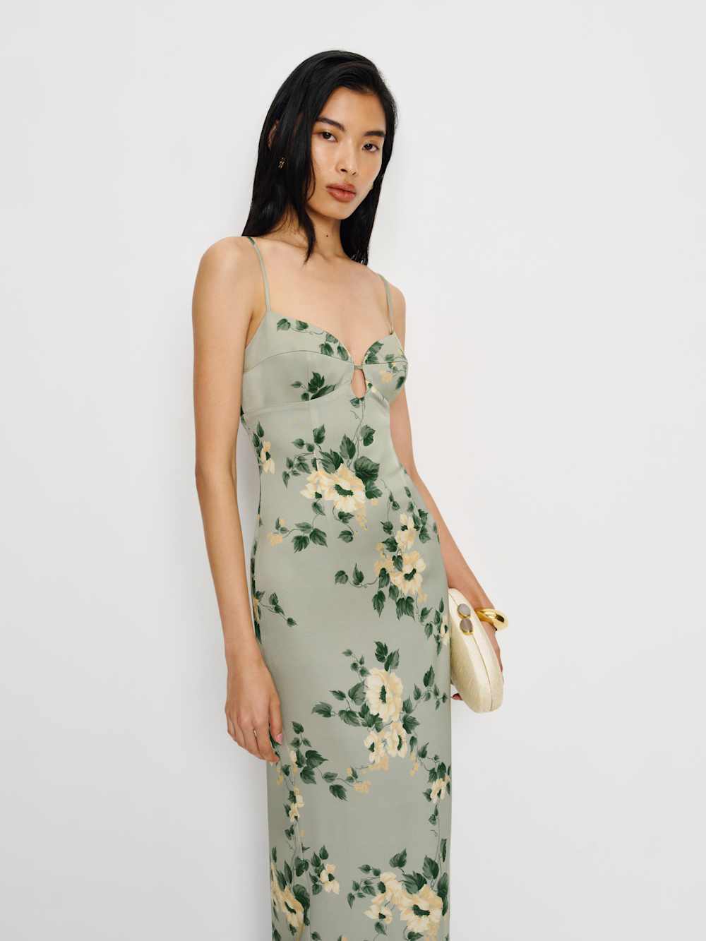 Sathia Satin Dress - Shade Garden