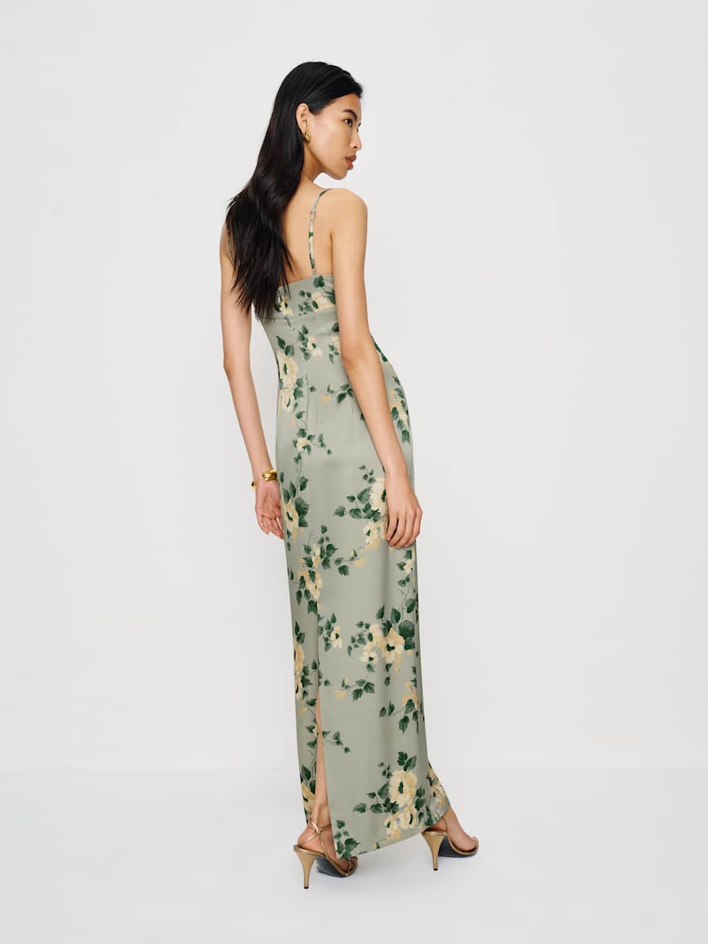 Sathia Satin Dress - Shade Garden