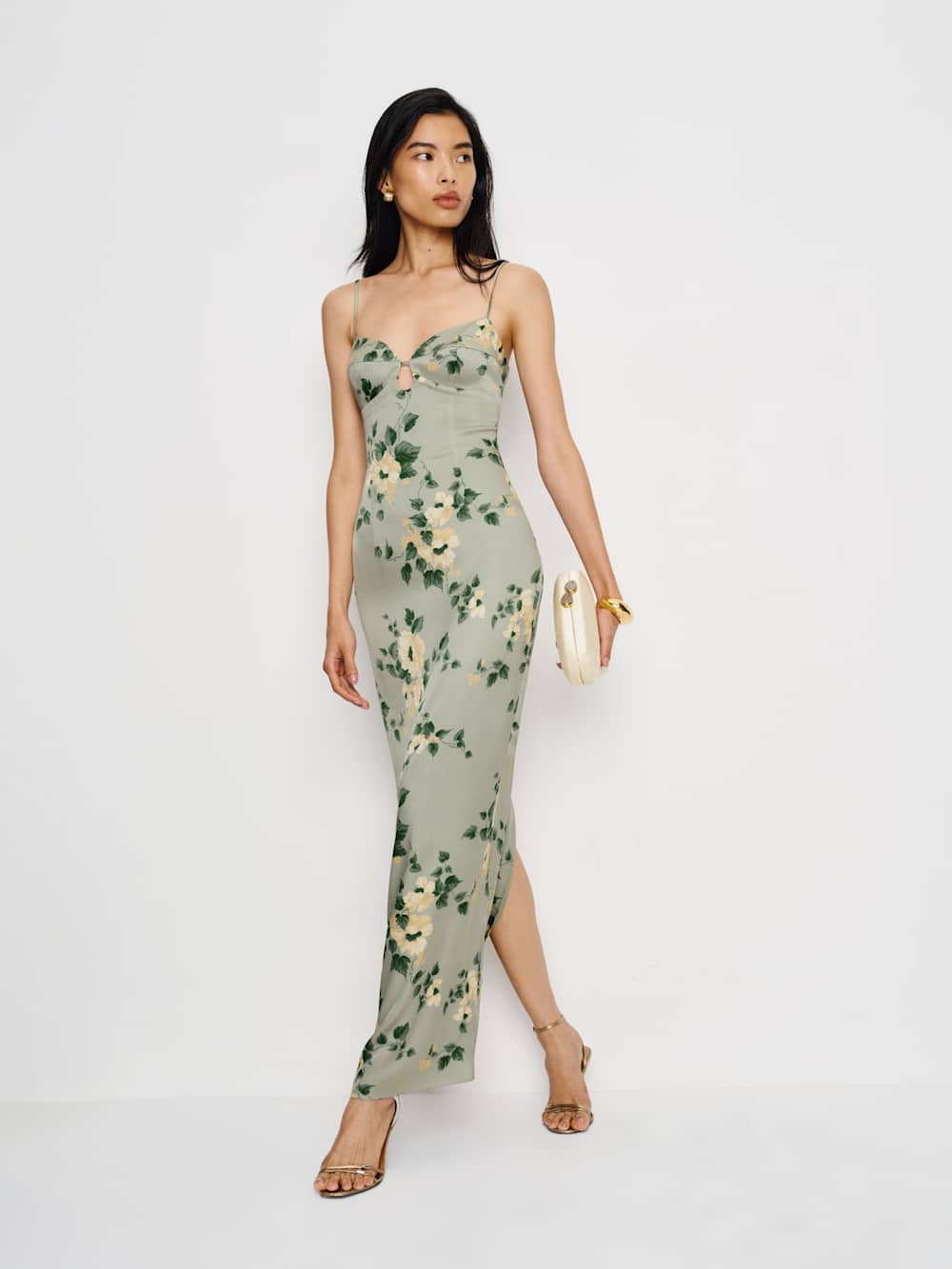 Sathia Satin Dress - Shade Garden
