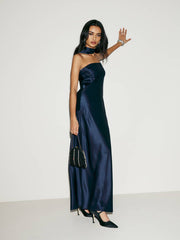 Petites Oren Silk Dress - Navy