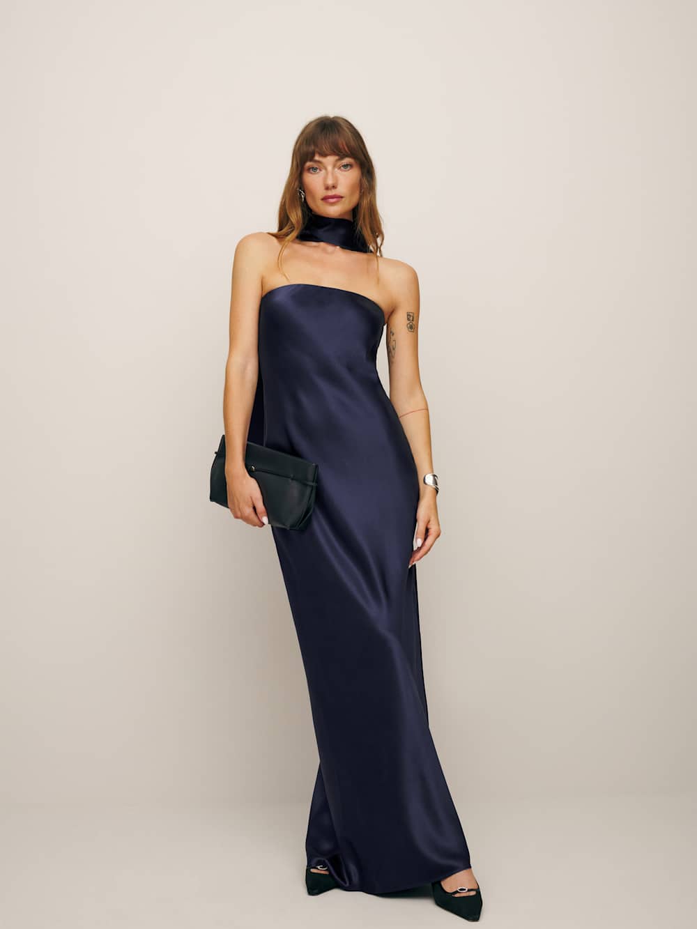 Petites Oren Silk Dress - Navy