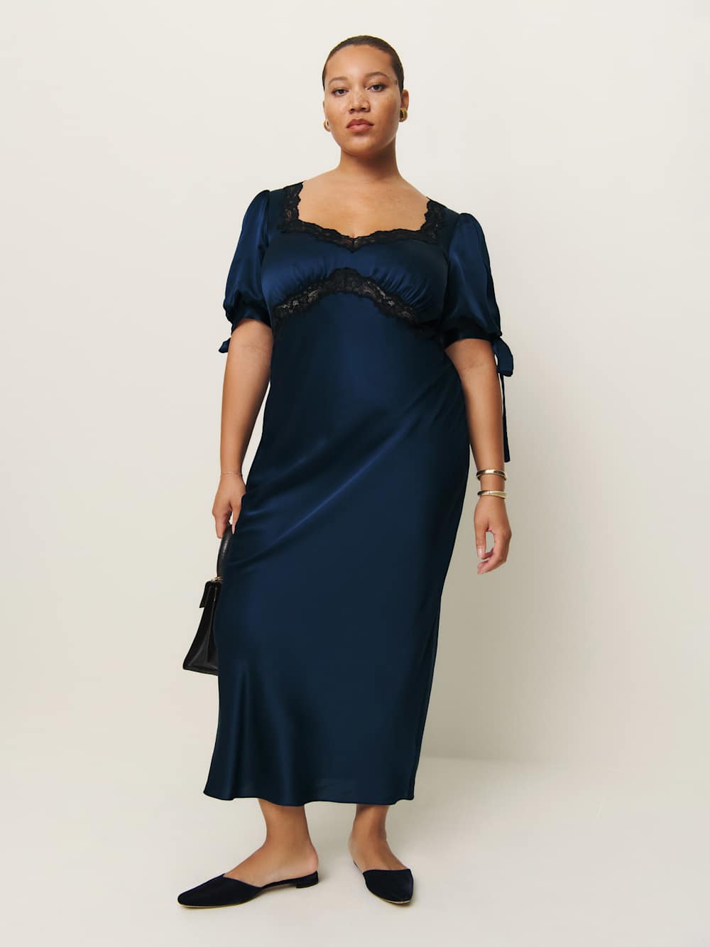Stella Silk Dress Es - Navy