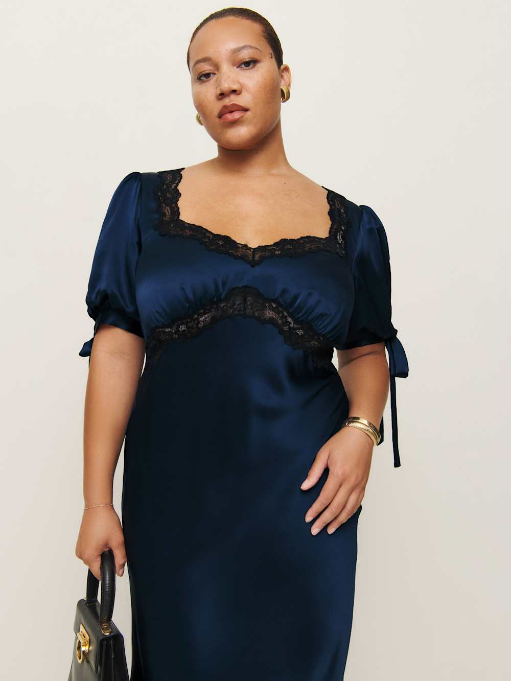 Stella Silk Dress Es - Navy
