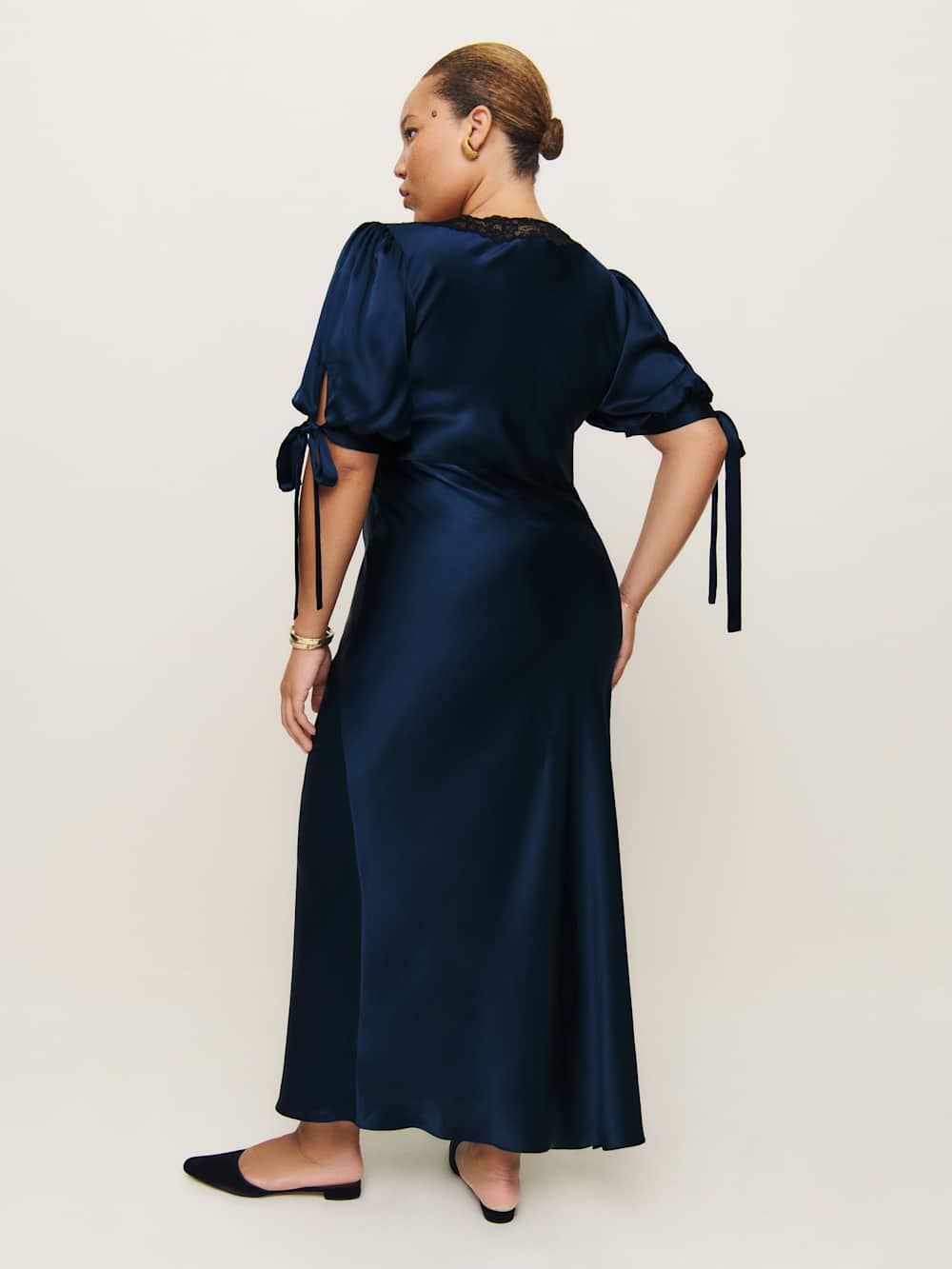Stella Silk Dress Es - Navy