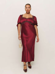Stella Silk Dress Es - Crimson Clover