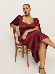 Stella Silk Dress Es - Crimson Clover