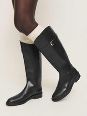 Franklin Knee Boot - Black Leather