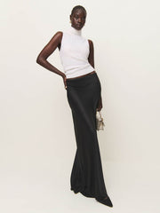 Petites Bella Satin Skirt - Black