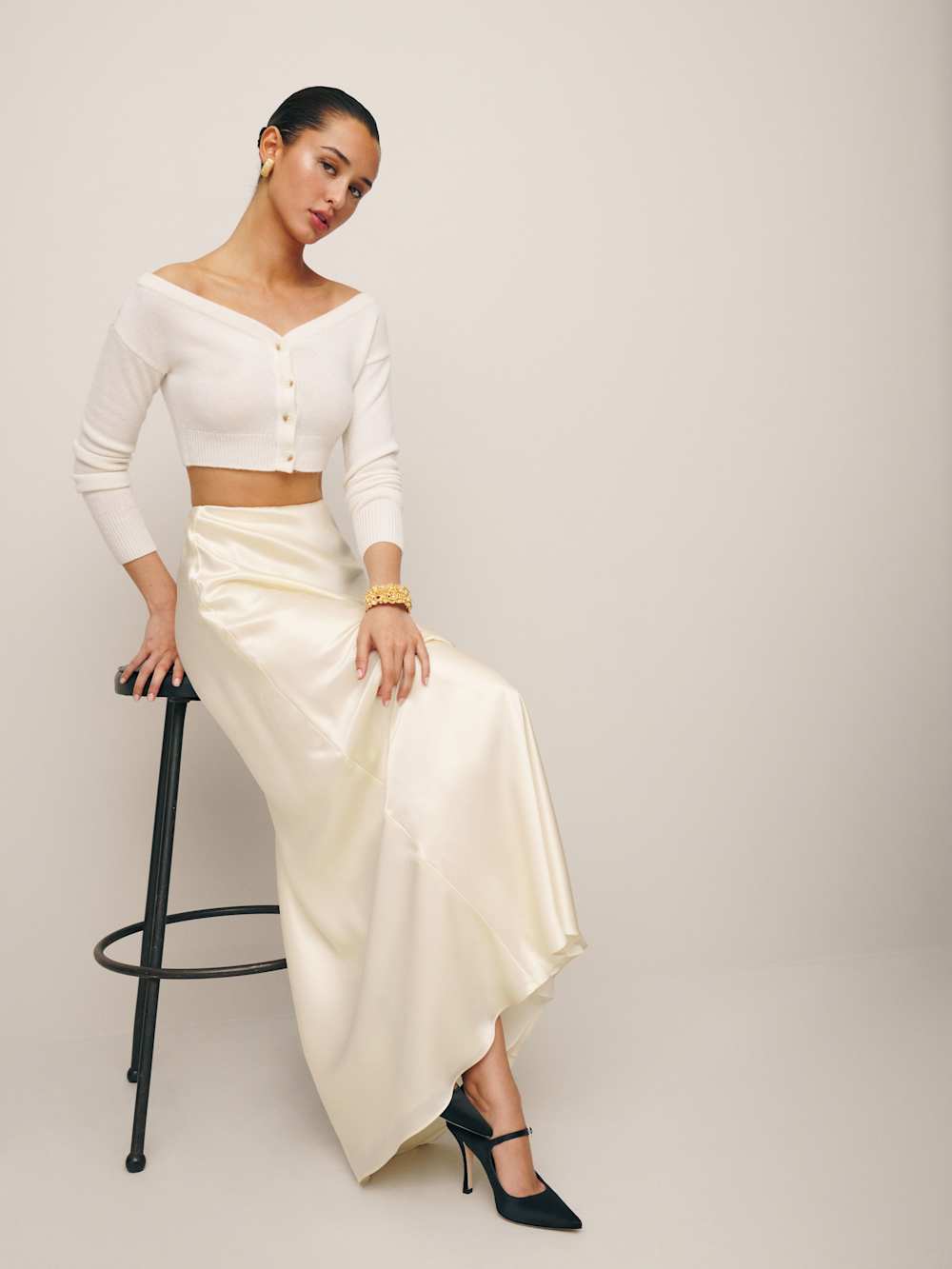 Petites Bella Satin Skirt - Fior Di Latte