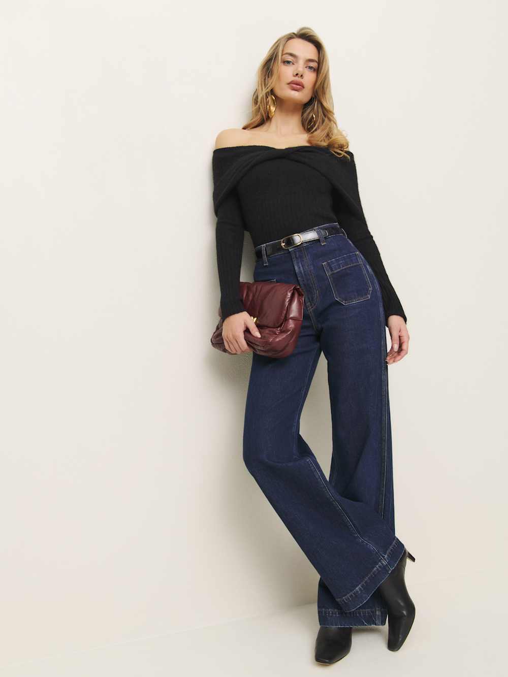 Florie Twist Front Sweater - Black