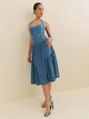 Lilith Denim Midi Dress - Laguna