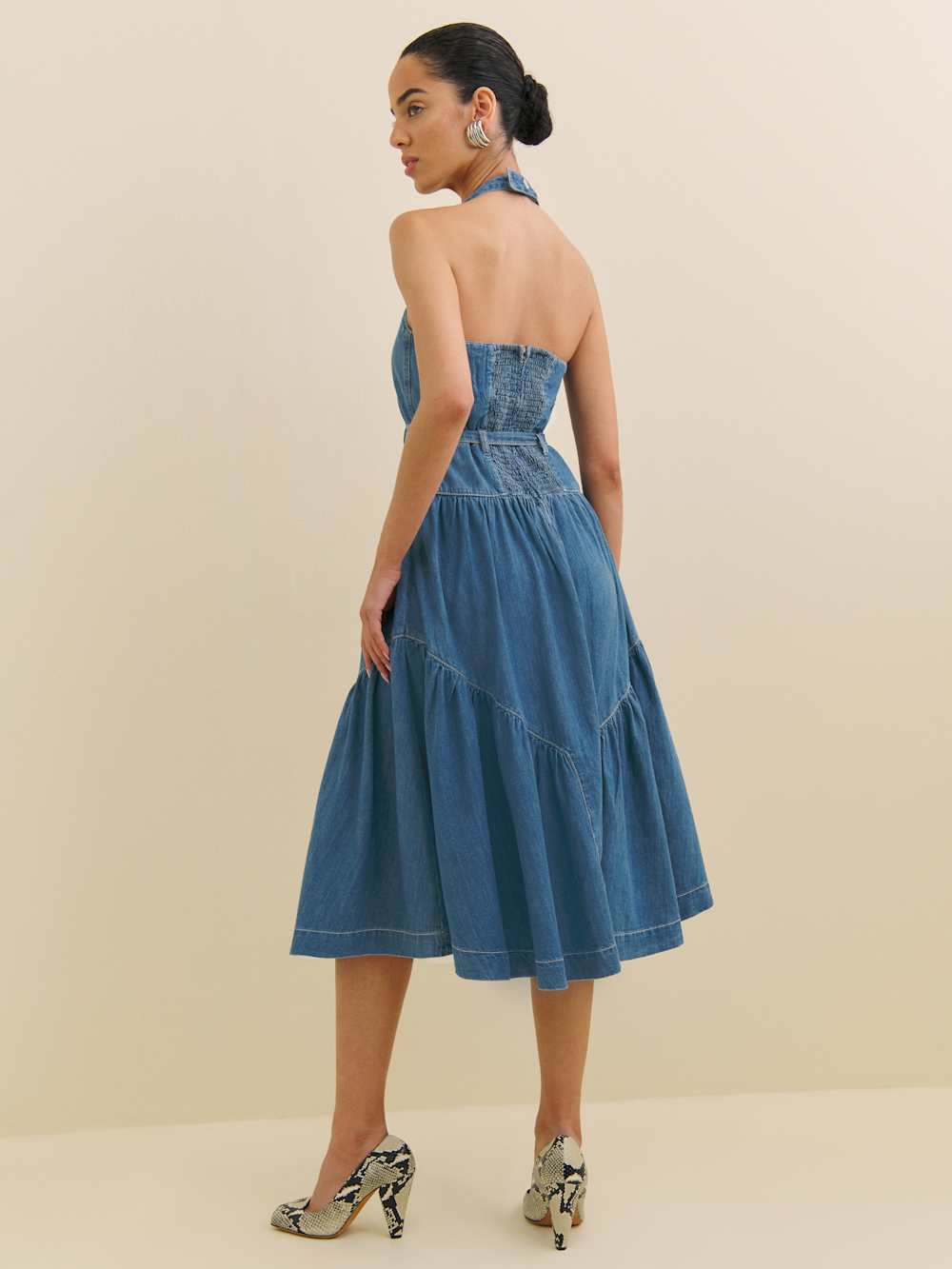 Lilith Denim Midi Dress - Laguna