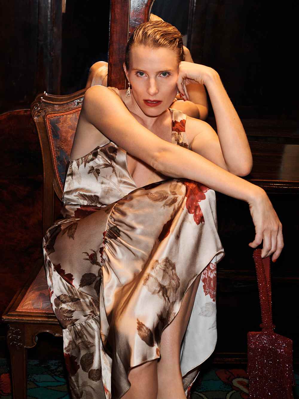 Cordia Silk Dress - Opera Border