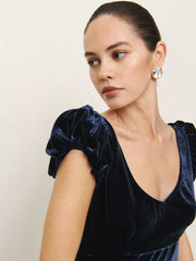 Rhia Velvet Dress - Navy