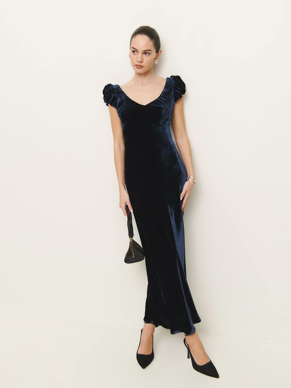 Rhia Velvet Dress - Navy