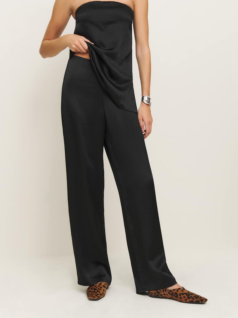 Alleia Satin Two Piece - Black Crinkle