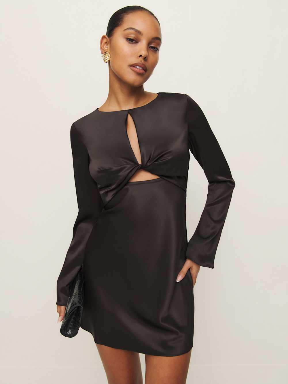 Natalina Satin Dress - Mole
