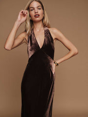 Daniella Velvet Dress - Mahogany