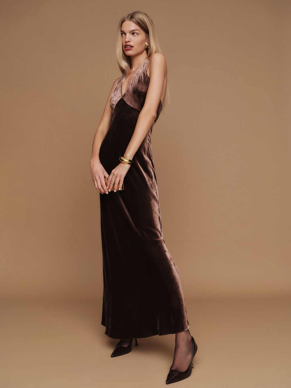 Daniella Velvet Dress - Mahogany