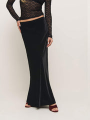 Bella Velvet Skirt - Black