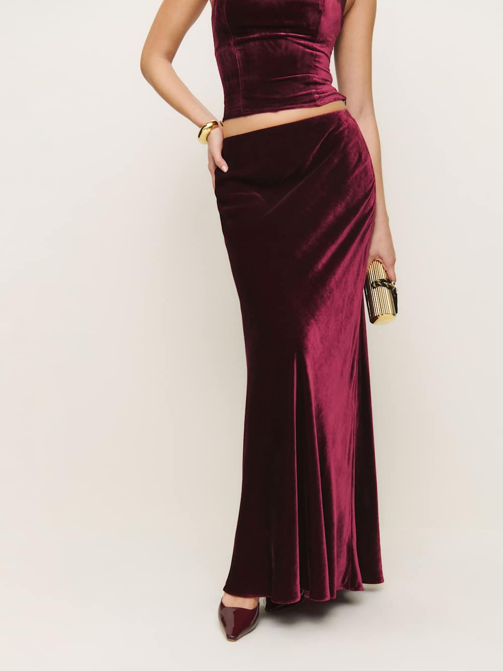 Bella Velvet Skirt - Chianti