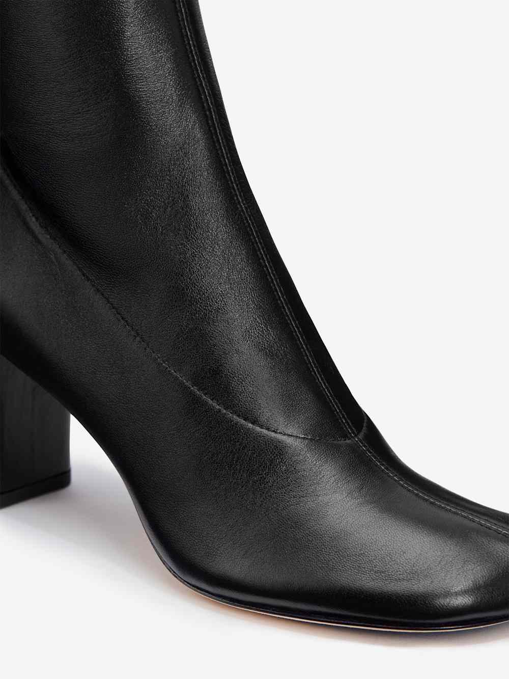 Belinda Knee High Boot - Black Stretch Leather