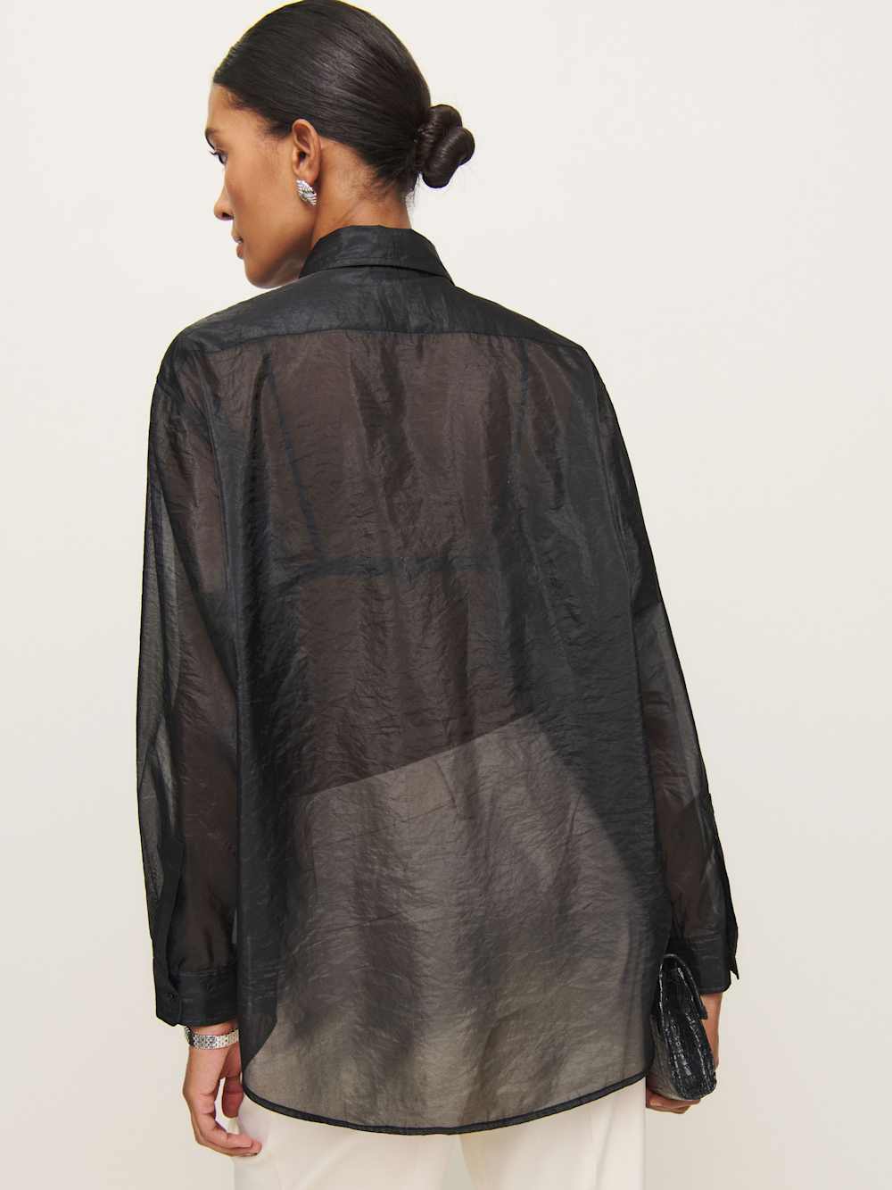 Eli Oversized Sheer Shirt - Sheer Black