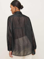 Eli Oversized Sheer Shirt - Sheer Black