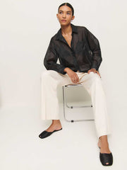 Eli Oversized Sheer Shirt - Sheer Black