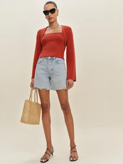Chloe Knit Shrug Set - Sundried Tomato
