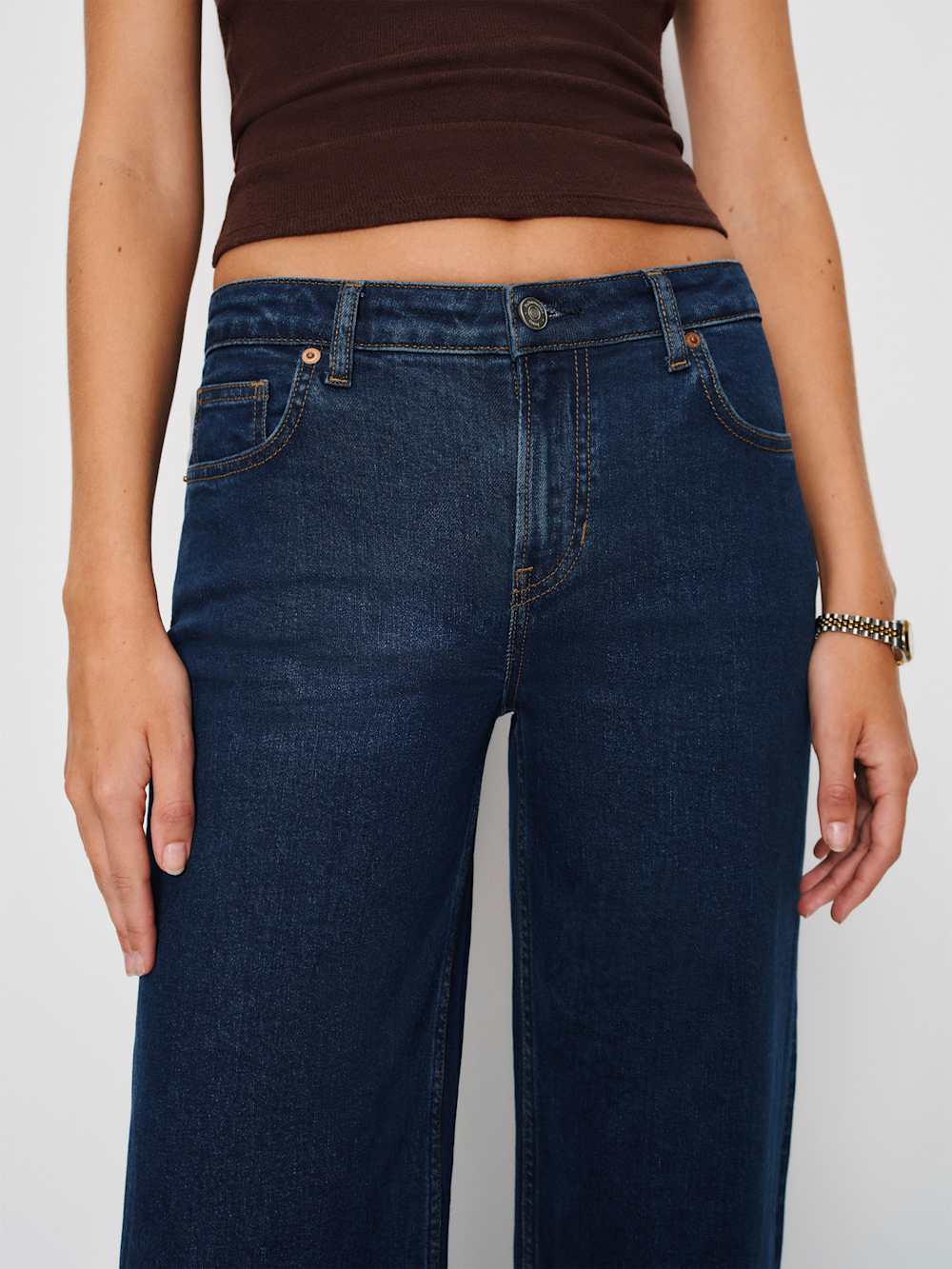 Greta Super Stretch Low Rise Wide Leg Jeans - Reservoir
