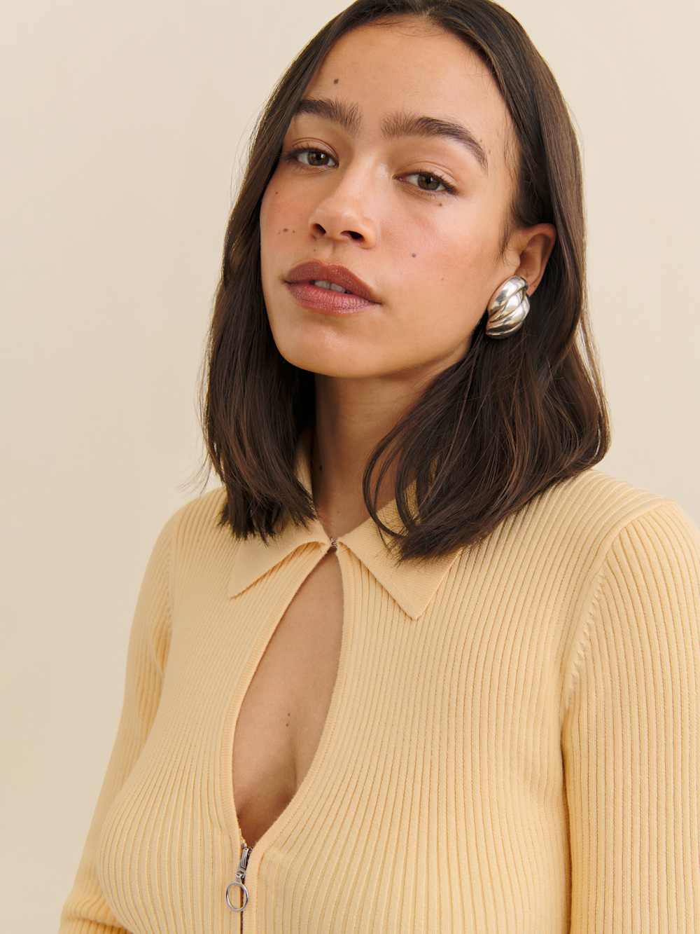 Hastings Cotton Sweater Zip - Parmesan