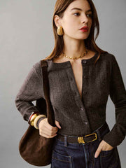 Hannah Crew Cardigan - Espresso
