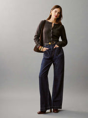 Hannah Crew Cardigan - Espresso