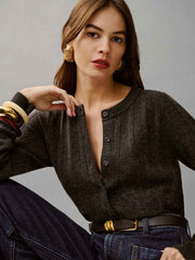 Hannah Crew Cardigan - Espresso