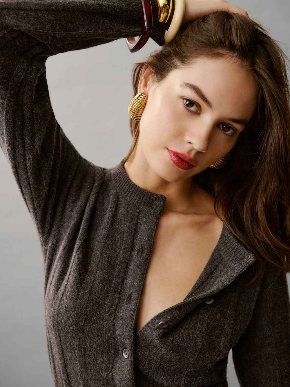 Hannah Crew Cardigan - Espresso