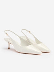Wrenley Heeled Slingback - White Patent
