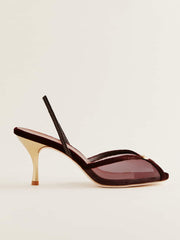 Paula Heeled Sandal - Dark Cherry Mesh