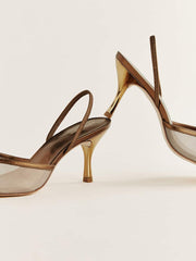 Paula Heeled Sandal - Bronze Mesh