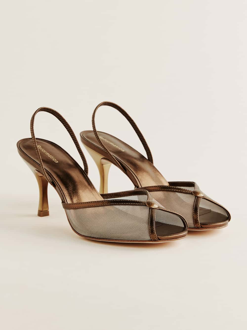 Paula Heeled Sandal - Bronze Mesh