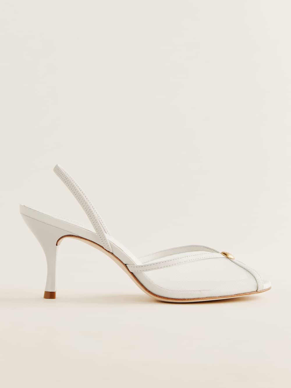 Paula Heeled Sandal - White Mesh