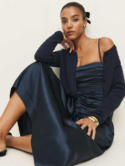 Zeya Satin Dress - Midnight Crinkle