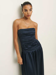 Zeya Satin Dress - Midnight Crinkle