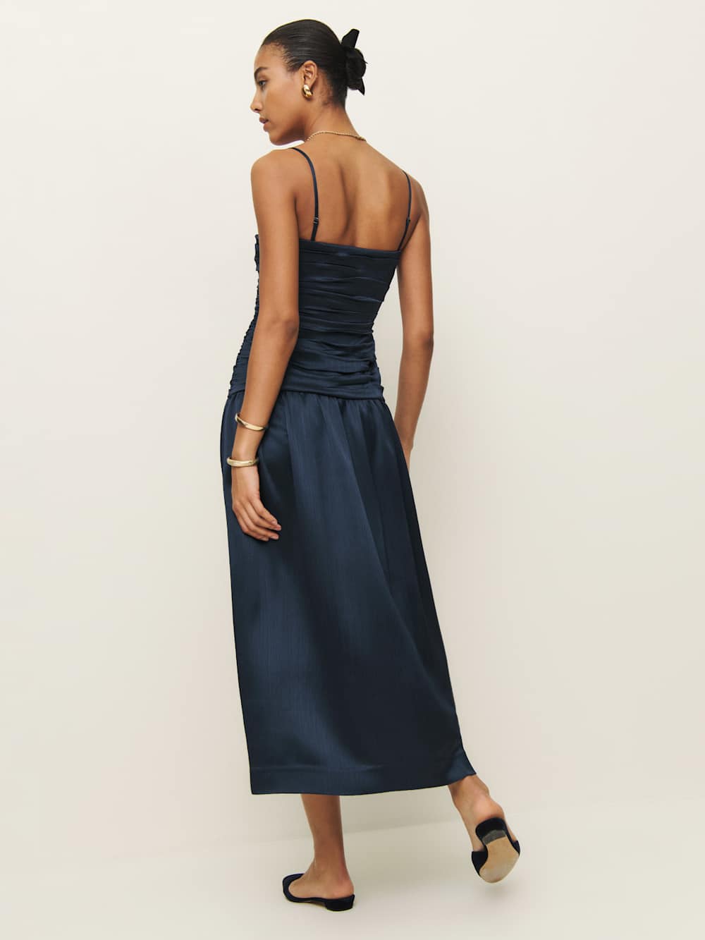Zeya Satin Dress - Midnight Crinkle