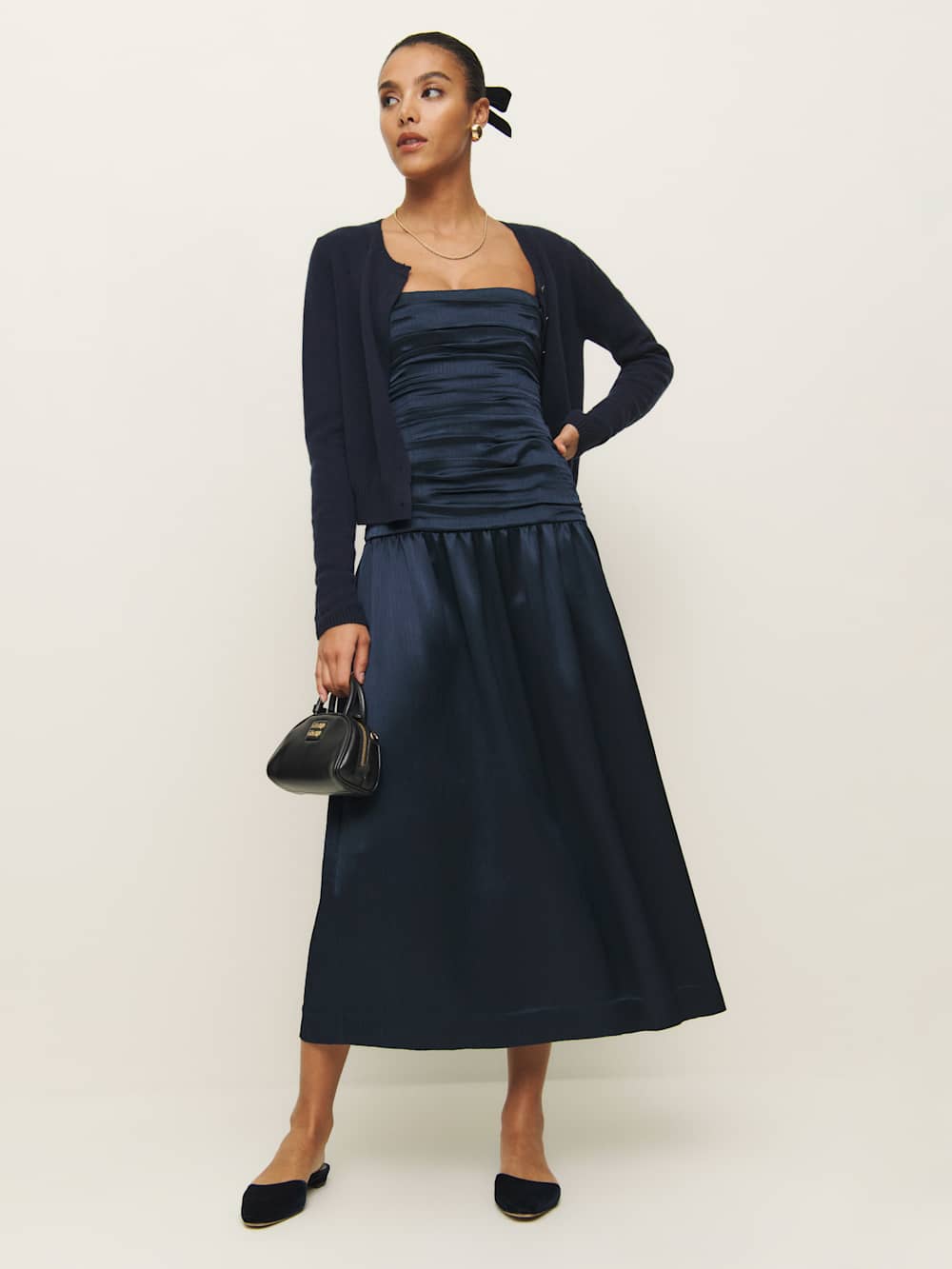 Zeya Satin Dress - Midnight Crinkle