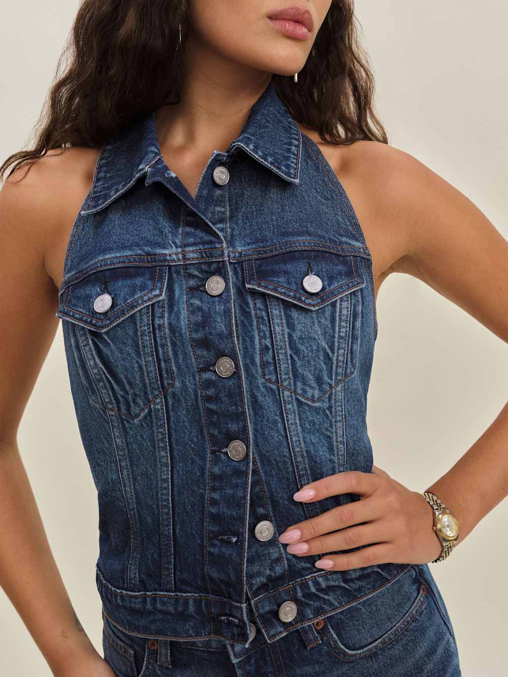 Luisa Stretch Denim Top - Mellusine
