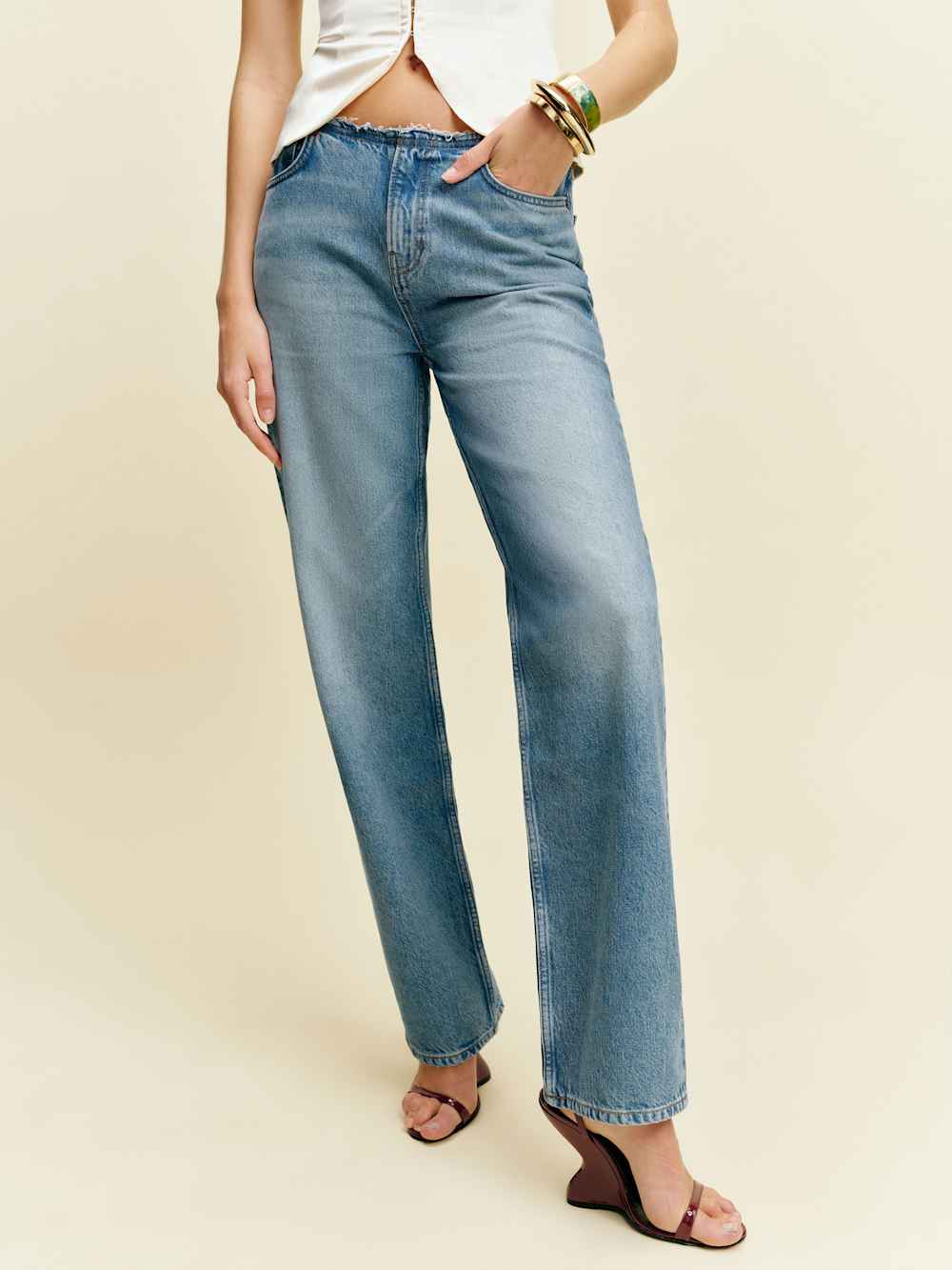 Charlee Low Rise Straight Leg Jeans - Cooper Removed Waist Band