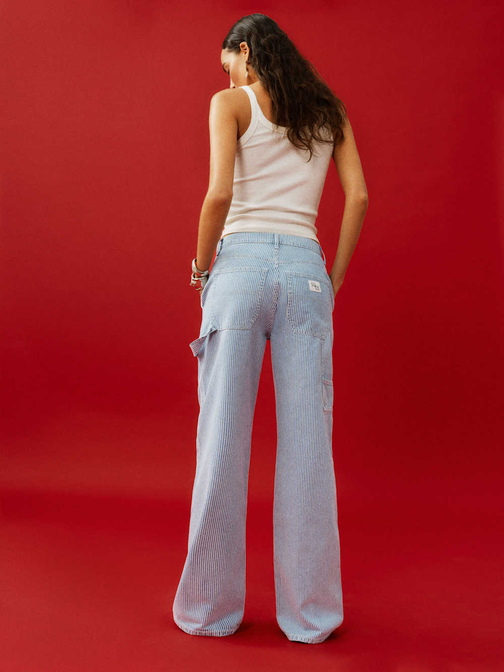 Diego Mid Rise Baggy Utility Jeans - Island Stripe