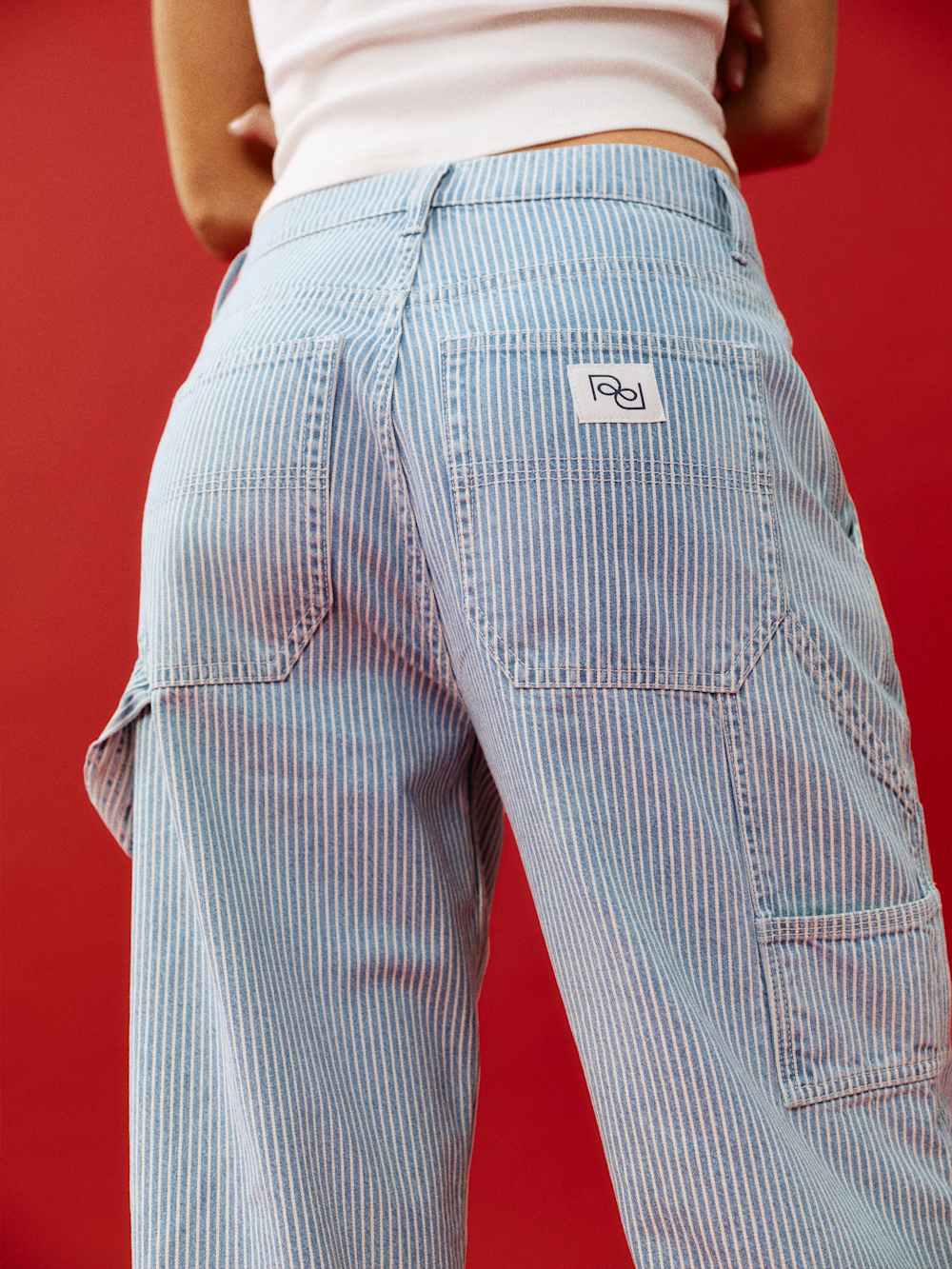 Diego Mid Rise Baggy Utility Jeans - Island Stripe